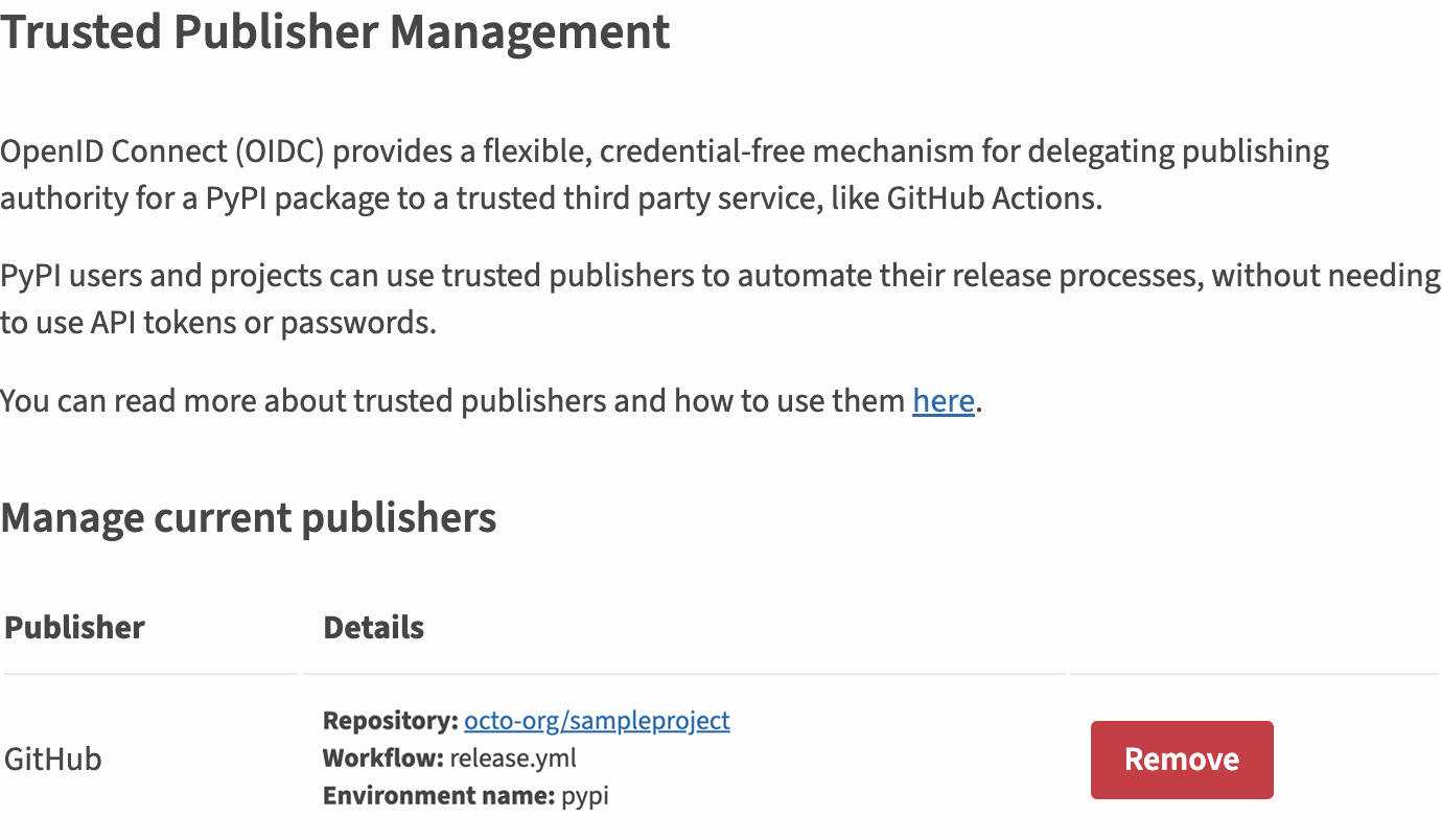 图片显示了新添加的 GitHub 发布者